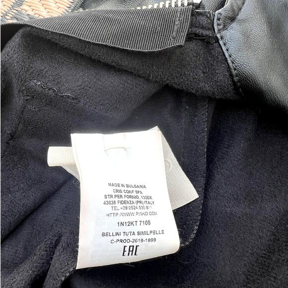 Pinko | Bellini Ecological Leather Zip Up Bikercore Moto Jumpsuit Black Size 4 - Picture 10 of 12